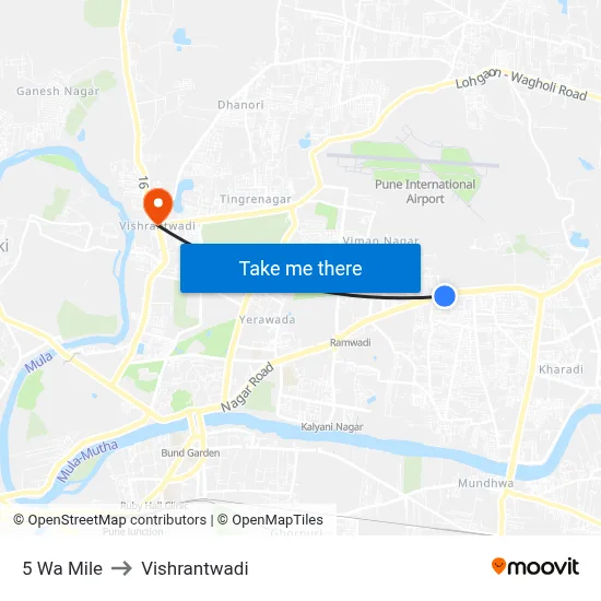 5 Wa Mile to Vishrantwadi map