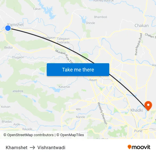 Khamshet to Vishrantwadi map