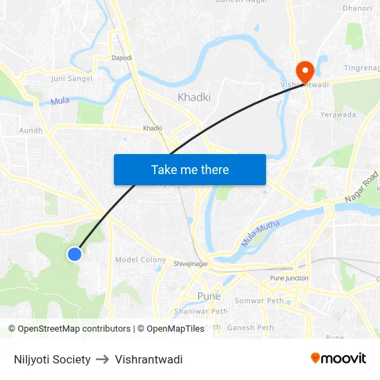 Niljyoti Society to Vishrantwadi map