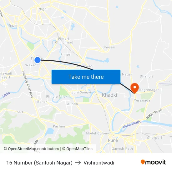 Santosh Nagar to Vishrantwadi map