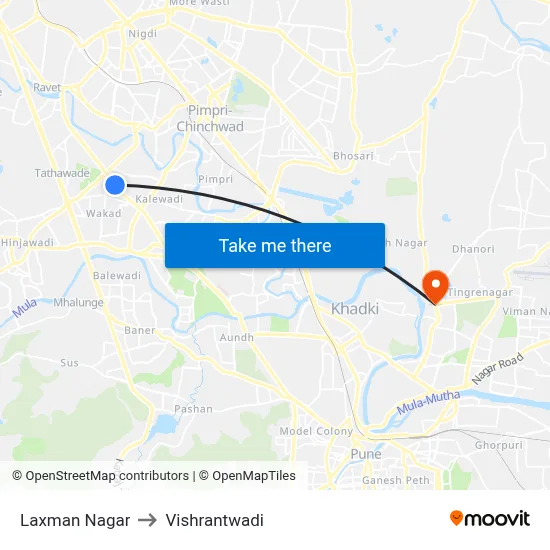 Laxman Nagar to Vishrantwadi map
