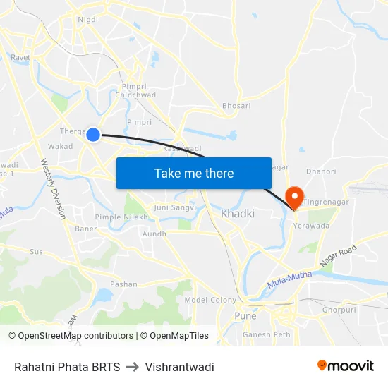 Rahatni Phata BRTS to Vishrantwadi map