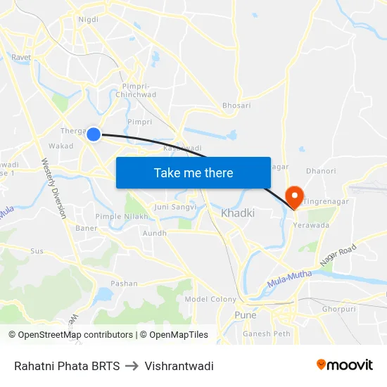 Rahatni Phata BRTS to Vishrantwadi map