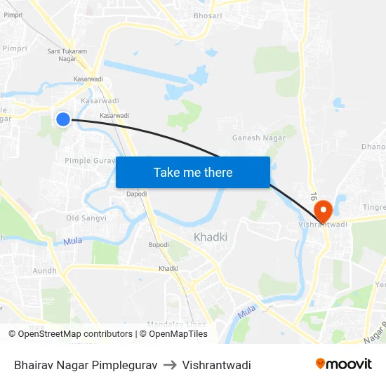 Bhairav Nagar Pimplegurav to Vishrantwadi map