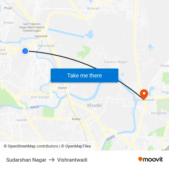 Sudarshan Nagar to Vishrantwadi map