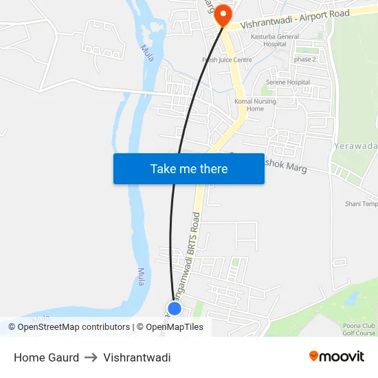 Home Gaurd to Vishrantwadi map