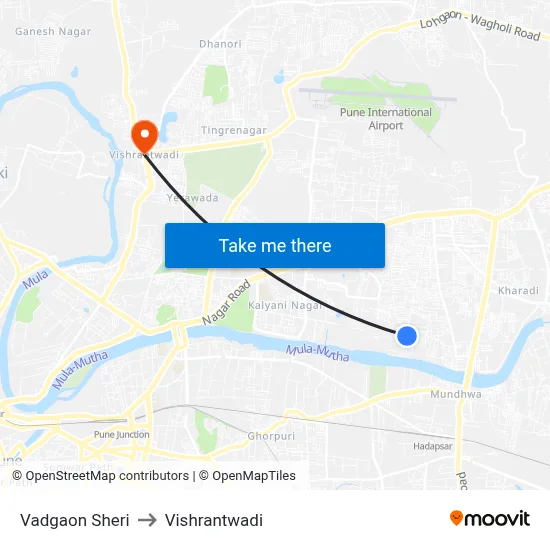 Vadgaon Sheri to Vishrantwadi map