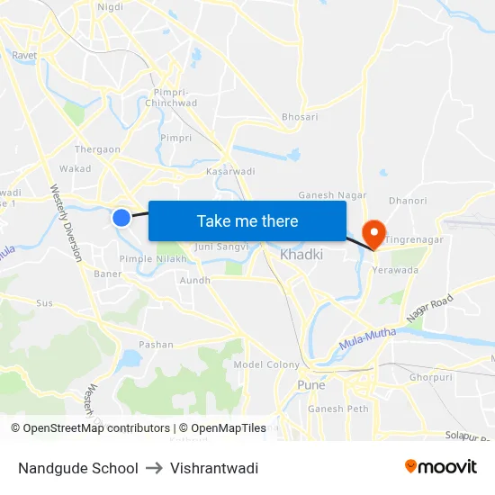 Nandgude School to Vishrantwadi map