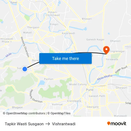 Tapkir Wasti Susgaon to Vishrantwadi map