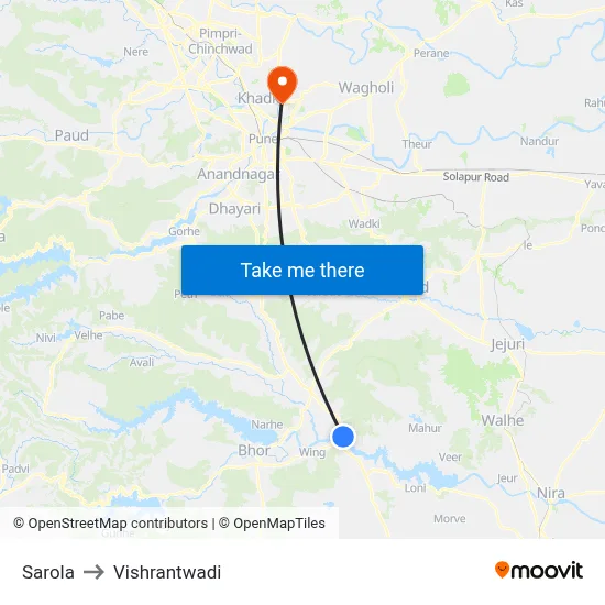 Sarola to Vishrantwadi map