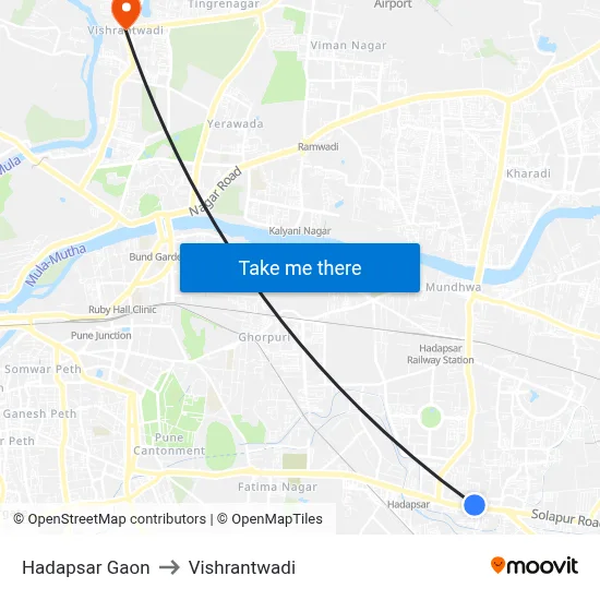 Hadapsar Gaon to Vishrantwadi map