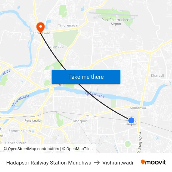 Hadapsar Railway Station Mundhwa to Vishrantwadi map