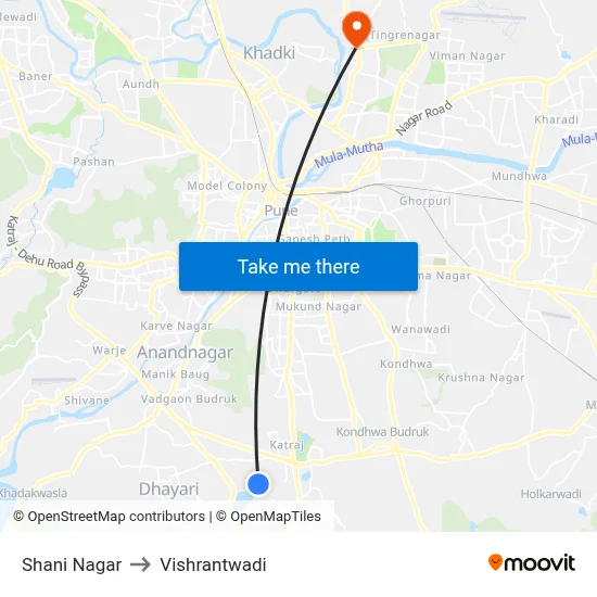 Shani Nagar to Vishrantwadi map