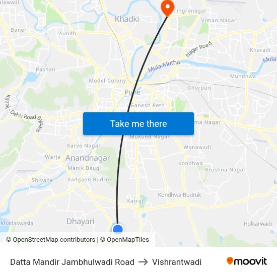 Datta Mandir Jambhulwadi Road to Vishrantwadi map