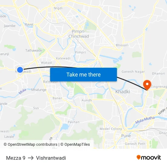 Mezza 9 to Vishrantwadi map