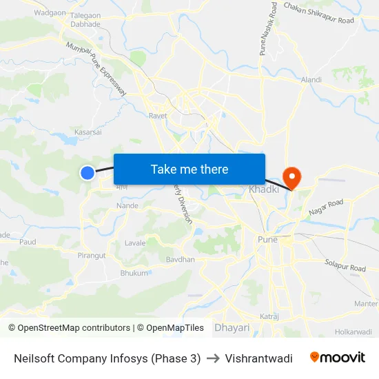 Neilsoft Company Infosys (Phase 3) to Vishrantwadi map