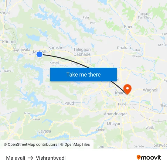 Malavali to Vishrantwadi map