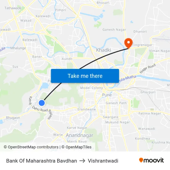 Bank Of Maharashtra Bavdhan to Vishrantwadi map