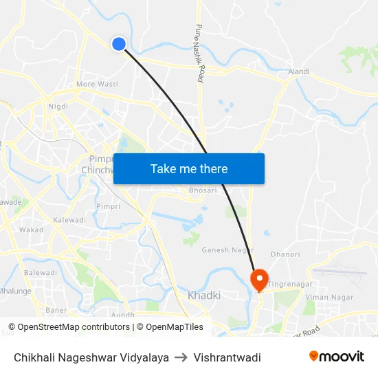 Chikhali Nageshwar Vidyalaya to Vishrantwadi map