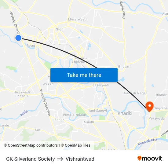 GK Silverland Society to Vishrantwadi map