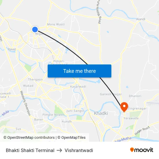 Bhakti Shakti Terminal to Vishrantwadi map