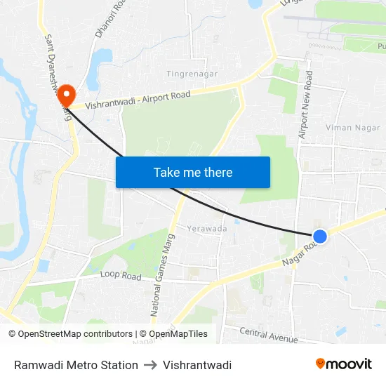 Ramwadi Metro Station to Vishrantwadi map