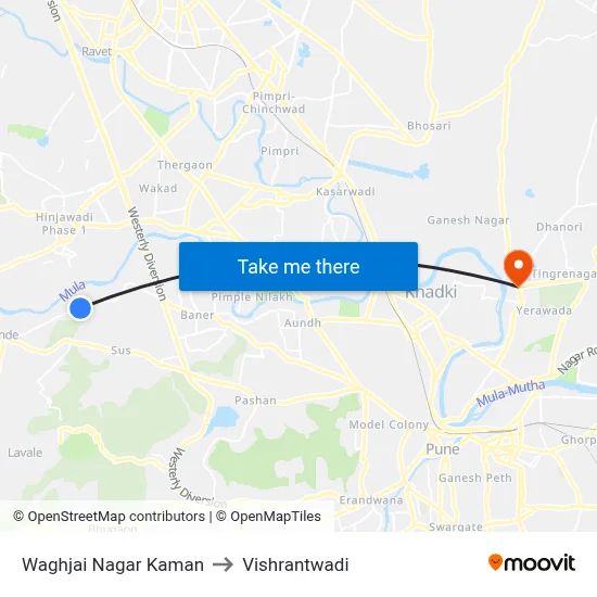 Waghjai Nagar Kaman to Vishrantwadi map
