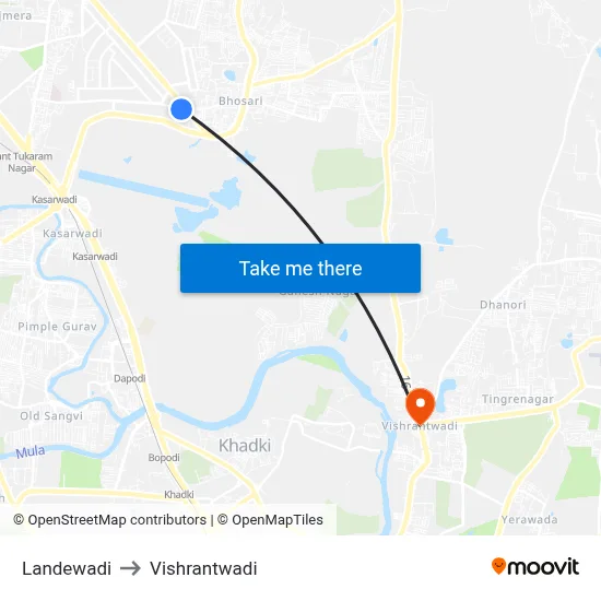 Landewadi to Vishrantwadi map