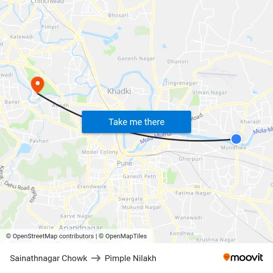 Sainathnagar Chowk to Pimple Nilakh map