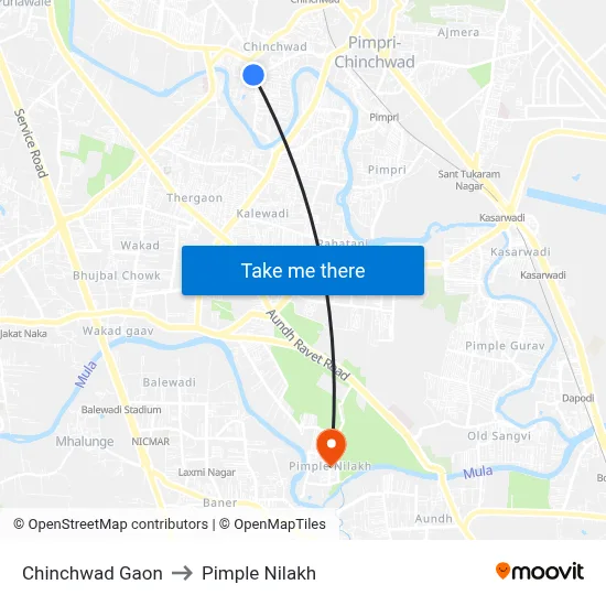 Chinchwad Gaon to Pimple Nilakh map