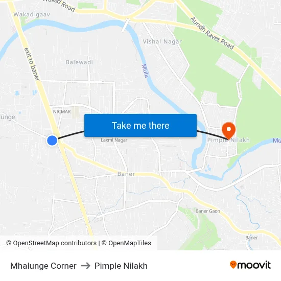 Mhalunge Corner to Pimple Nilakh map