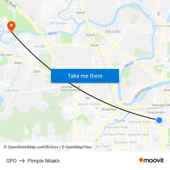 GPO to Pimple Nilakh map