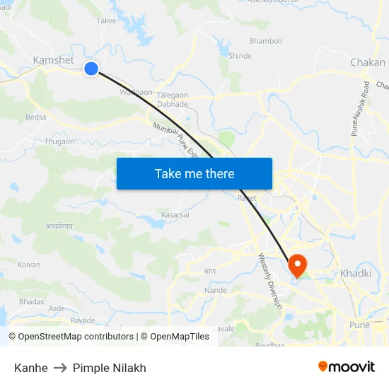 Kanhe to Pimple Nilakh map