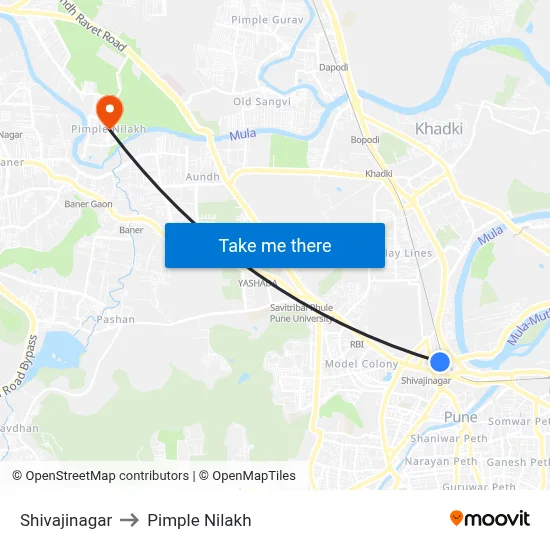Shivajinagar to Pimple Nilakh map