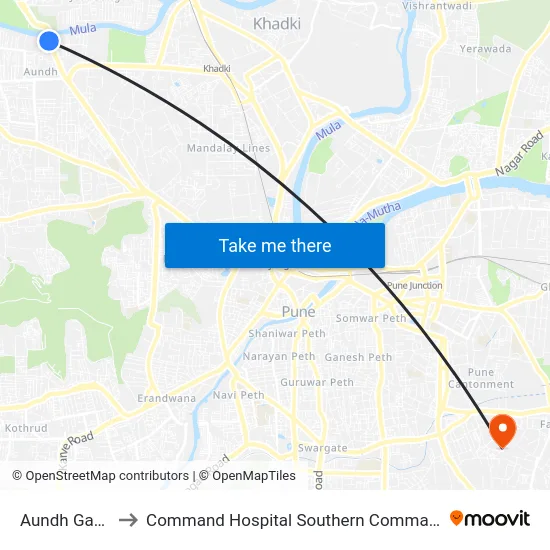 Aundh Gaon to Command Hospital Southern Command map
