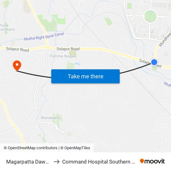 Magarpatta Dawakhana to Command Hospital Southern Command map