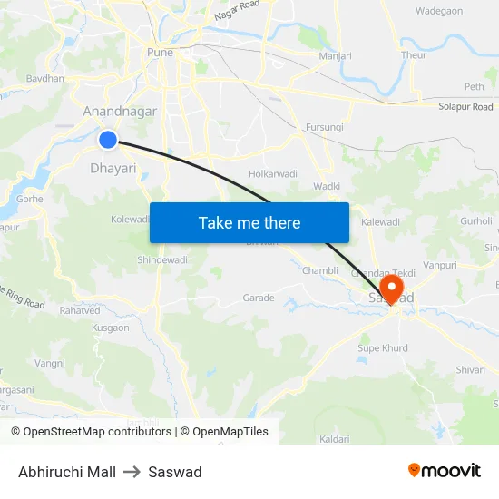 Abhiruchi Mall to Saswad map