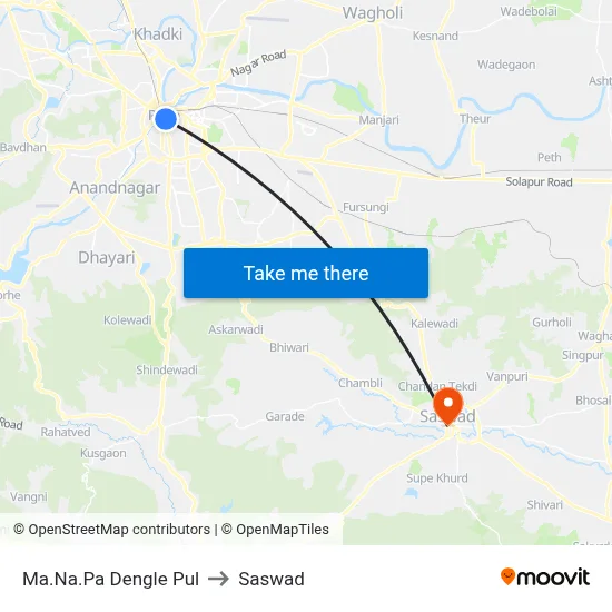 Ma.Na.Pa Dengle Pul to Saswad map