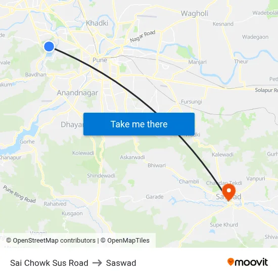 Sai Chowk Sus Road to Saswad map