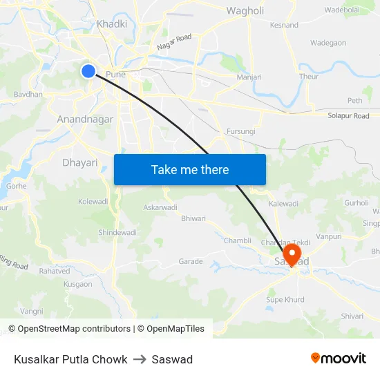 Kusalkar Putla Chowk to Saswad map
