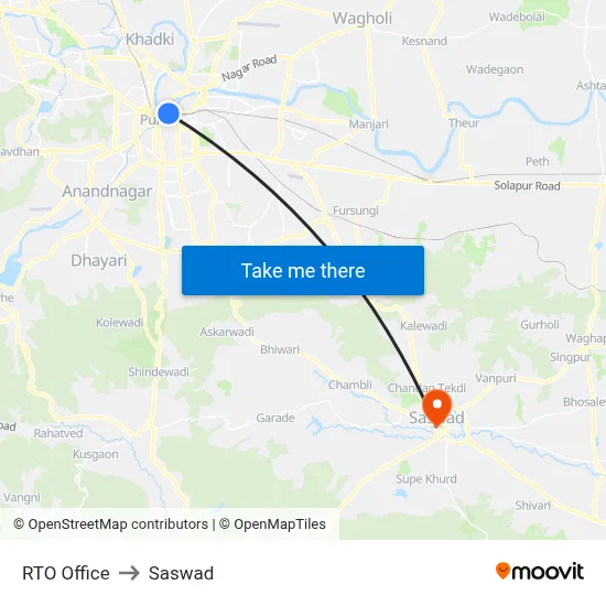 RTO Office to Saswad map