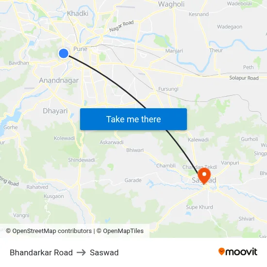 Bhandarkar Road to Saswad map