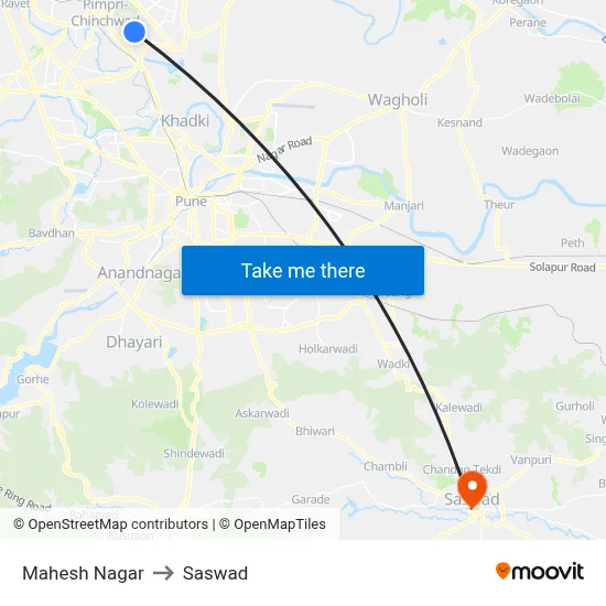 Mahesh Nagar to Saswad map