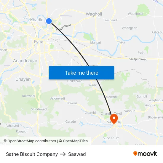 Sathe Biscuit Company to Saswad map