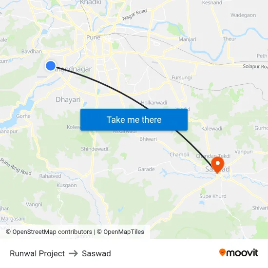 Runwal Project to Saswad map