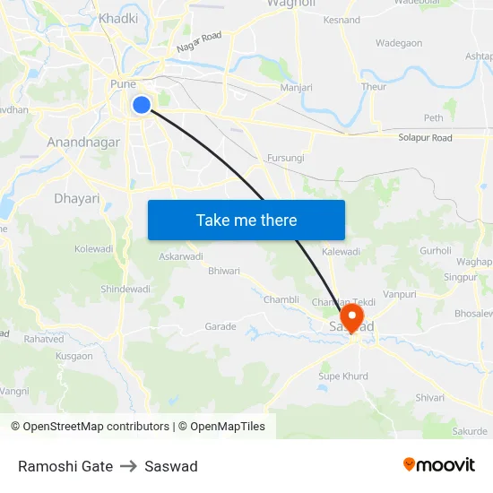 Ramoshi Gate to Saswad map