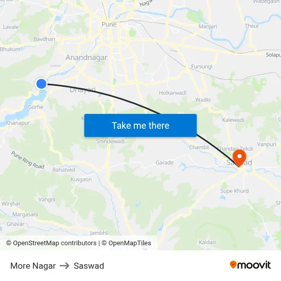 More Nagar to Saswad map