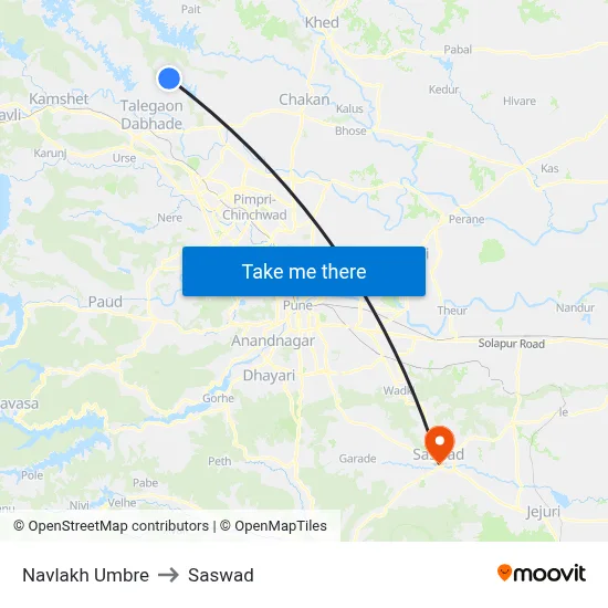 Navlakh Umbre to Saswad map
