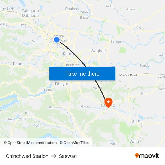 Chinchwad Station to Saswad map