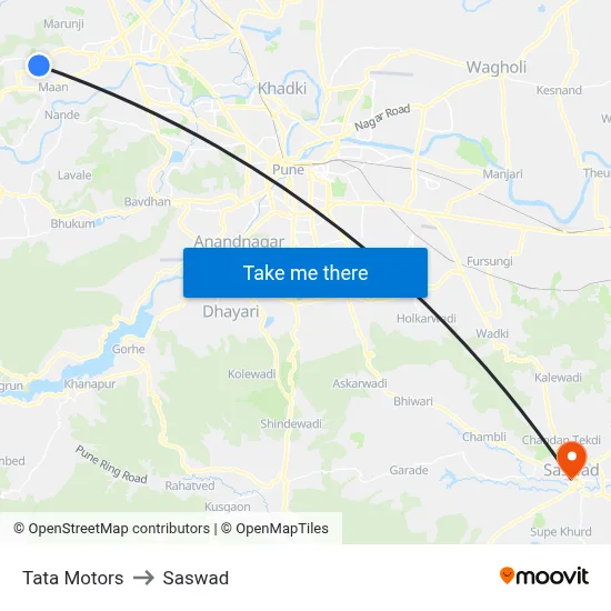 Tata Motors to Saswad map